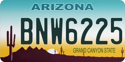 AZ license plate BNW6225