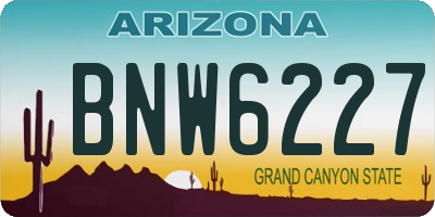 AZ license plate BNW6227