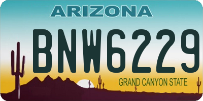 AZ license plate BNW6229