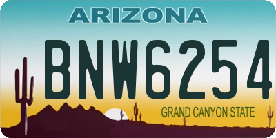 AZ license plate BNW6254