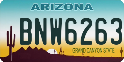 AZ license plate BNW6263