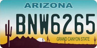 AZ license plate BNW6265