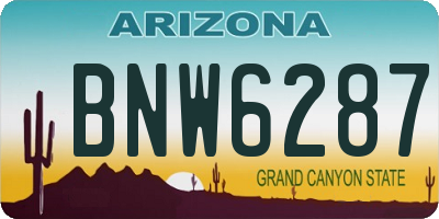 AZ license plate BNW6287