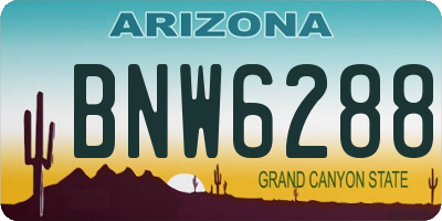 AZ license plate BNW6288