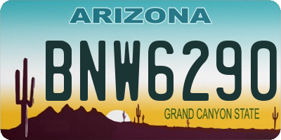AZ license plate BNW6290