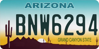 AZ license plate BNW6294