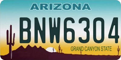 AZ license plate BNW6304