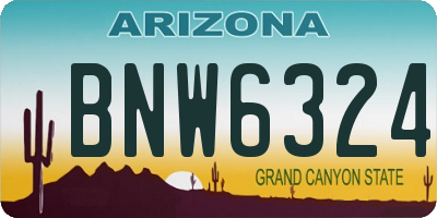 AZ license plate BNW6324