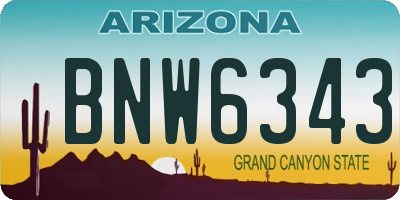 AZ license plate BNW6343