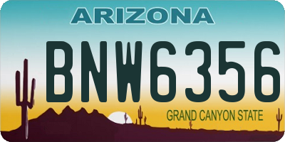 AZ license plate BNW6356