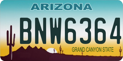 AZ license plate BNW6364