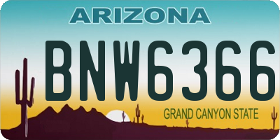 AZ license plate BNW6366