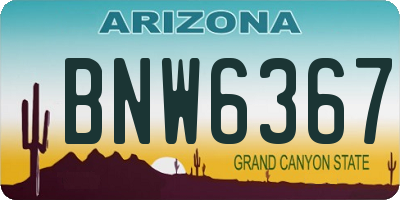 AZ license plate BNW6367