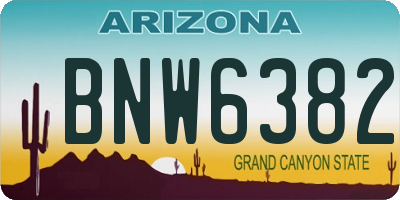 AZ license plate BNW6382