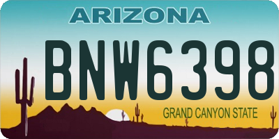 AZ license plate BNW6398