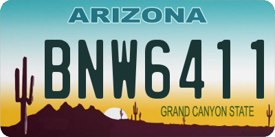 AZ license plate BNW6411