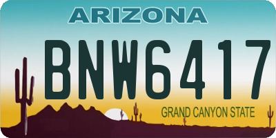AZ license plate BNW6417