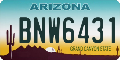 AZ license plate BNW6431