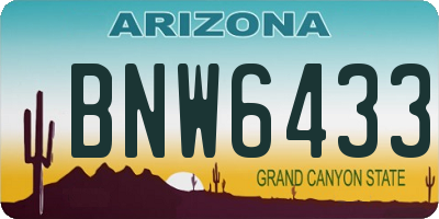 AZ license plate BNW6433