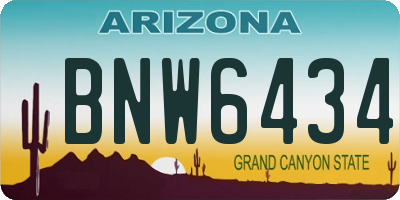 AZ license plate BNW6434
