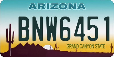 AZ license plate BNW6451