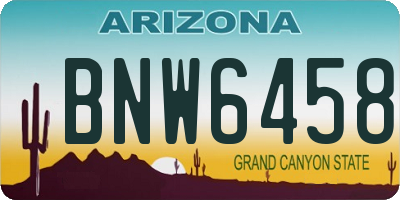 AZ license plate BNW6458