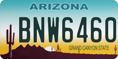 AZ license plate BNW6460