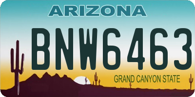AZ license plate BNW6463