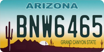 AZ license plate BNW6465