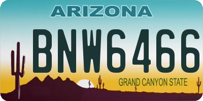 AZ license plate BNW6466