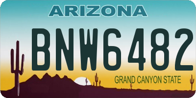AZ license plate BNW6482