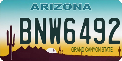 AZ license plate BNW6492