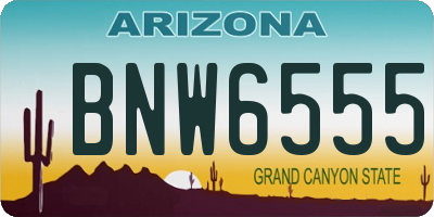 AZ license plate BNW6555