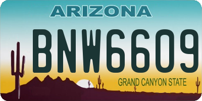 AZ license plate BNW6609