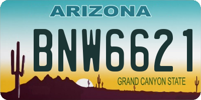 AZ license plate BNW6621