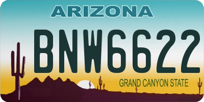 AZ license plate BNW6622