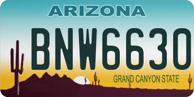 AZ license plate BNW6630