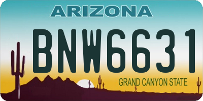 AZ license plate BNW6631