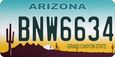 AZ license plate BNW6634
