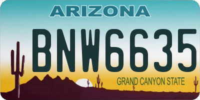 AZ license plate BNW6635