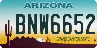 AZ license plate BNW6652
