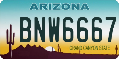 AZ license plate BNW6667