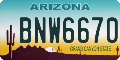 AZ license plate BNW6670