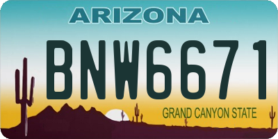 AZ license plate BNW6671