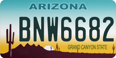 AZ license plate BNW6682