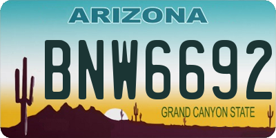 AZ license plate BNW6692
