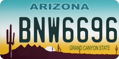 AZ license plate BNW6696