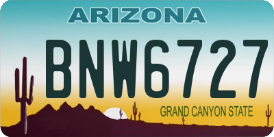AZ license plate BNW6727