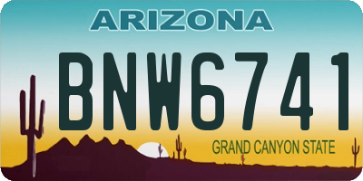 AZ license plate BNW6741