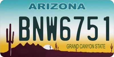 AZ license plate BNW6751